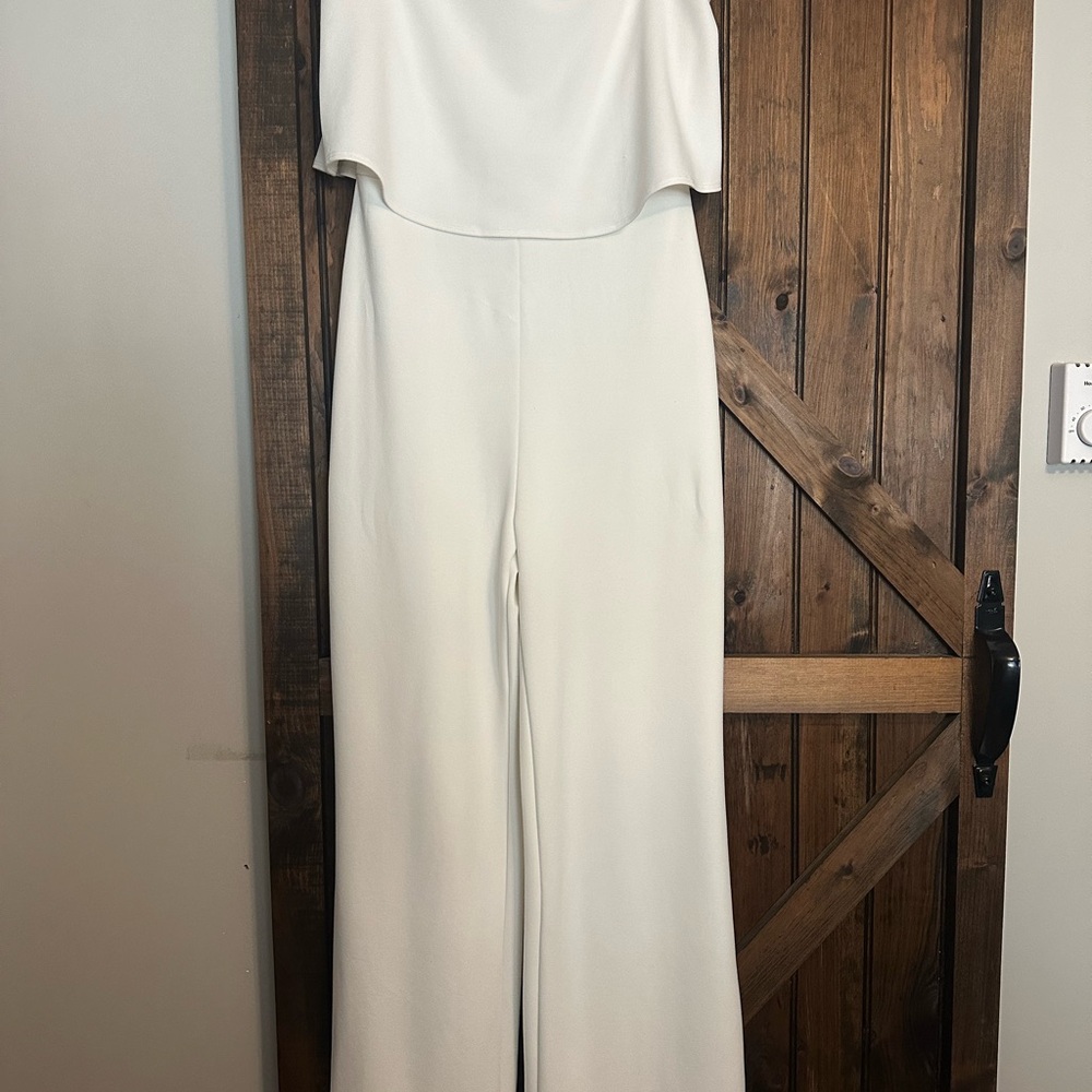 Lulus What Lovers Do White Strapless Wide Leg Jumpsuit